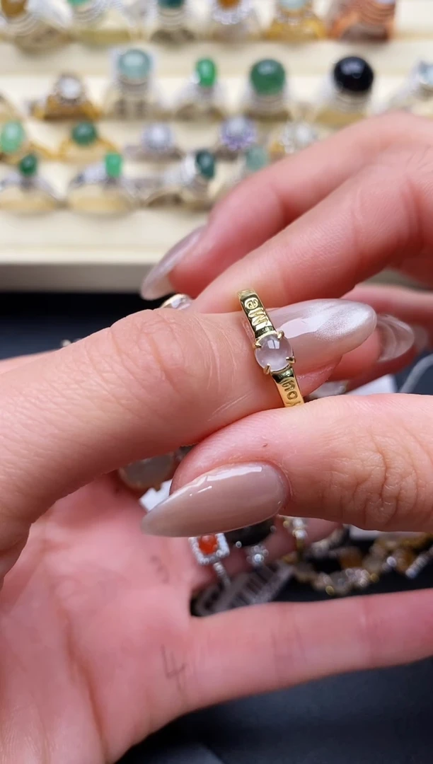 【闪购商品】翡翠戒指银S925镶嵌缅甸天然A货翡翠55  5-2