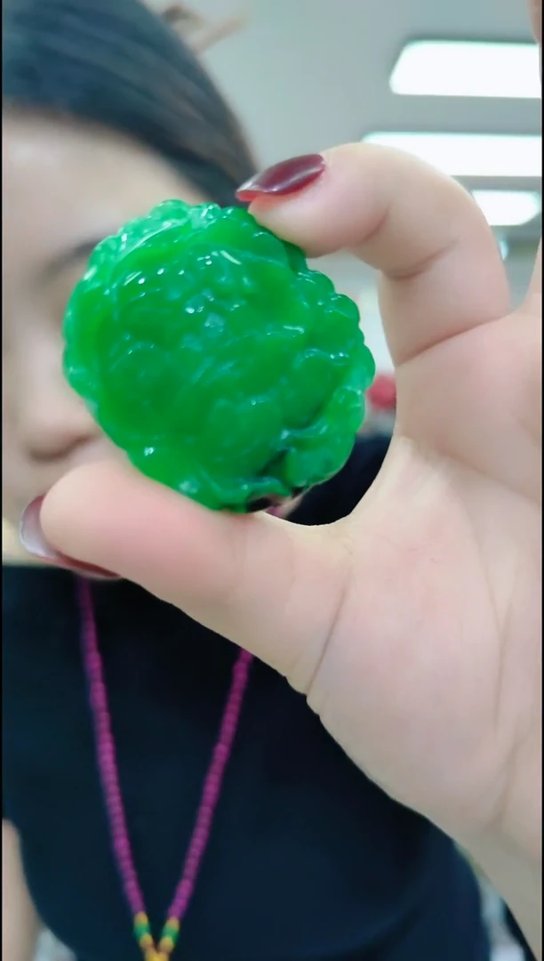 【闪购商品】石英质玉颈饰合金2304绿雕刻花