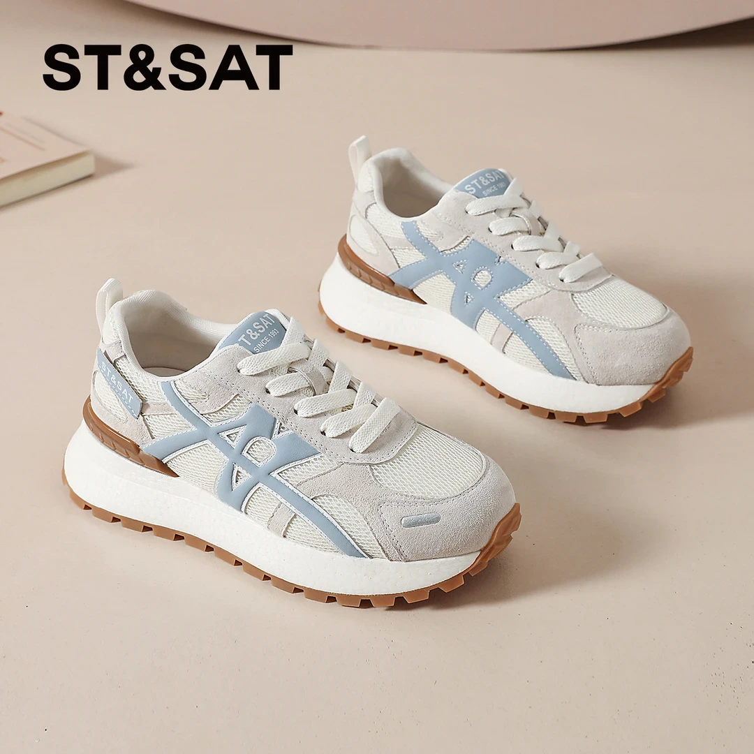 星期六时尚厚底德训鞋2025秋季新款通勤百搭小个子增高休闲运动鞋