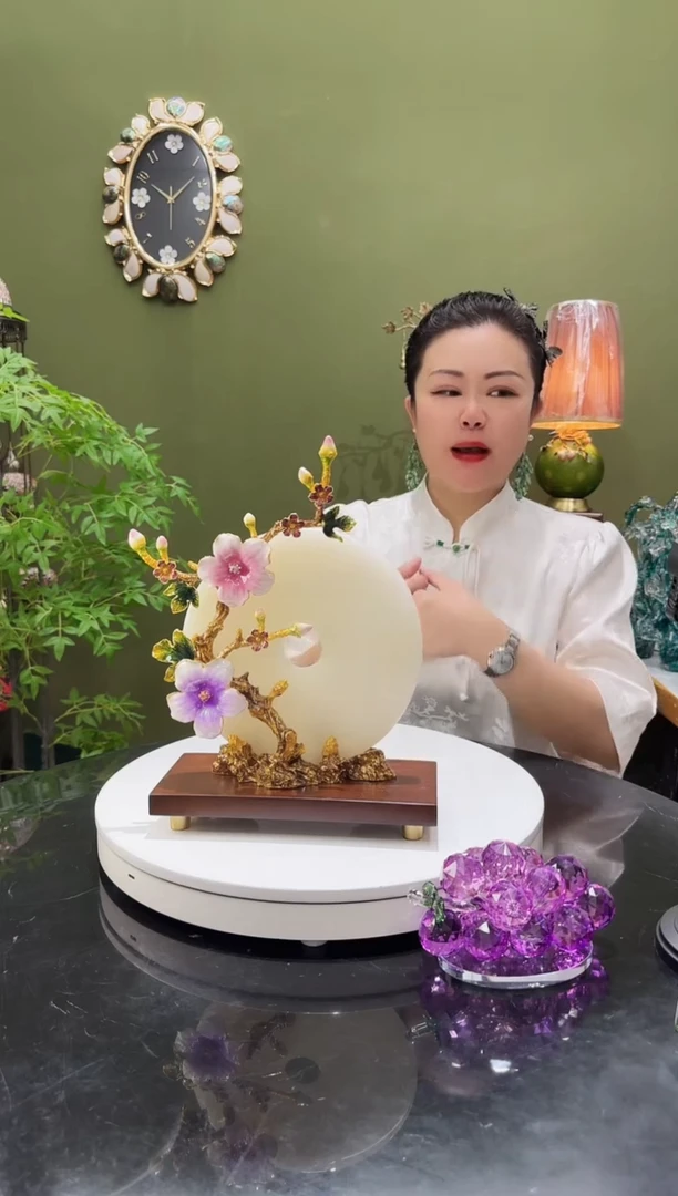 玉天然玉石，合金珐琅彩   平安扣