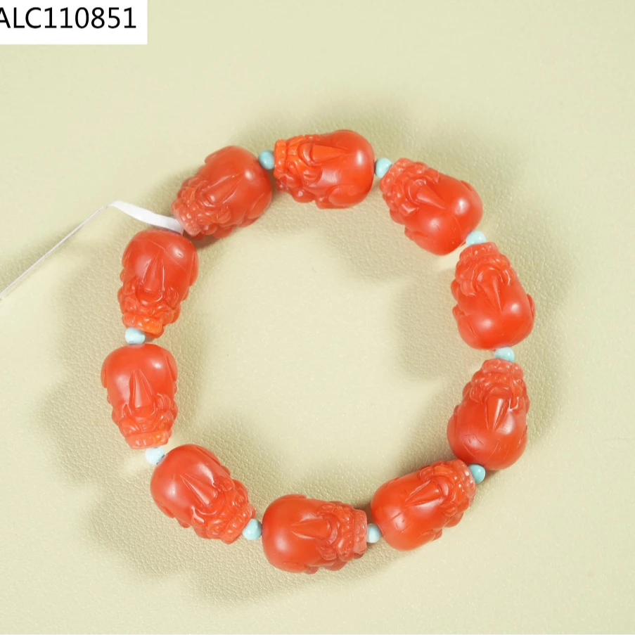 【老掌柜讲珠宝】南红貔貅满圈手串 ALC110851