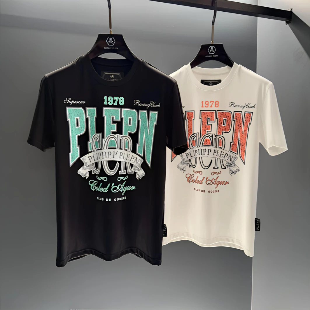 PLIPHPP PLEPN美式复古高级品牌英文个性修身休闲百搭时尚短袖T恤