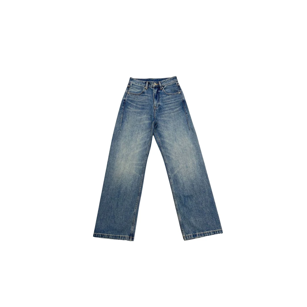 美莉om-时尚百搭直筒牛仔裤（深）