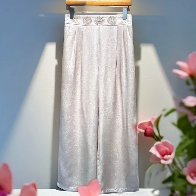 【宝象裤】国风新中式龟纹老料重工刺绣设计款女士休闲裤396