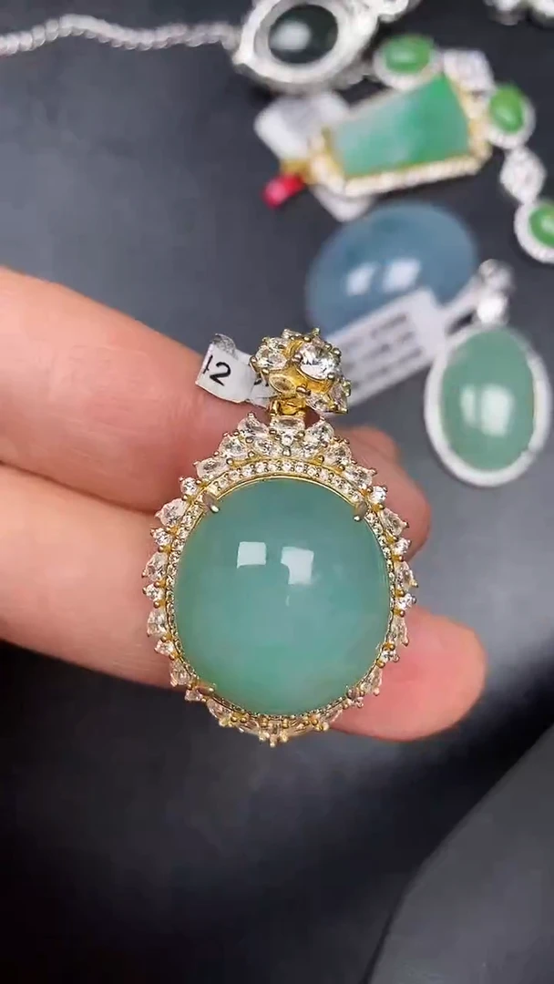 银S925镶嵌戒指翡翠2190