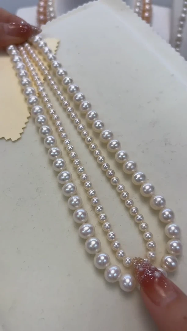 【闪购商品】淡水珍珠套链银S925镶嵌5+7.5-8.5mm套链
