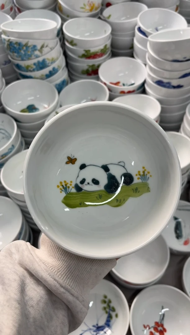 瓷片景德镇高温陶瓷食品级手绘釉中彩-小罗汉碗