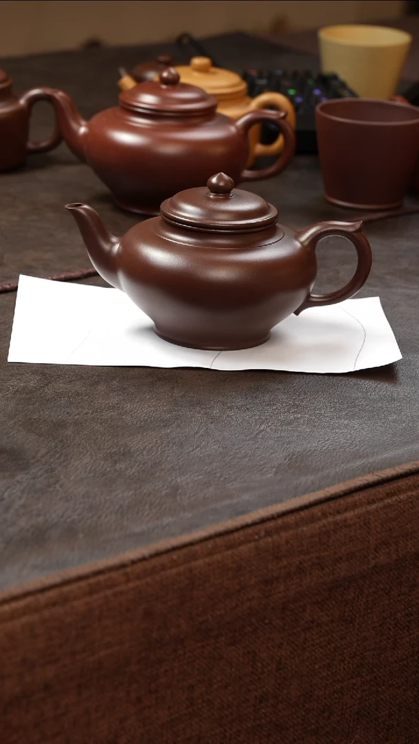 茶壶紫砂壶·24老紫泥笑樱325cc