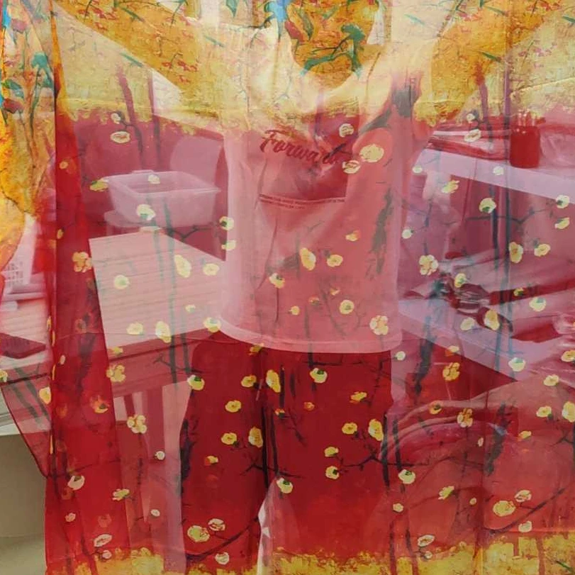 锦悦【春花秋月】新中式云纹纱轻奢高定国风丝巾140*140（K244）