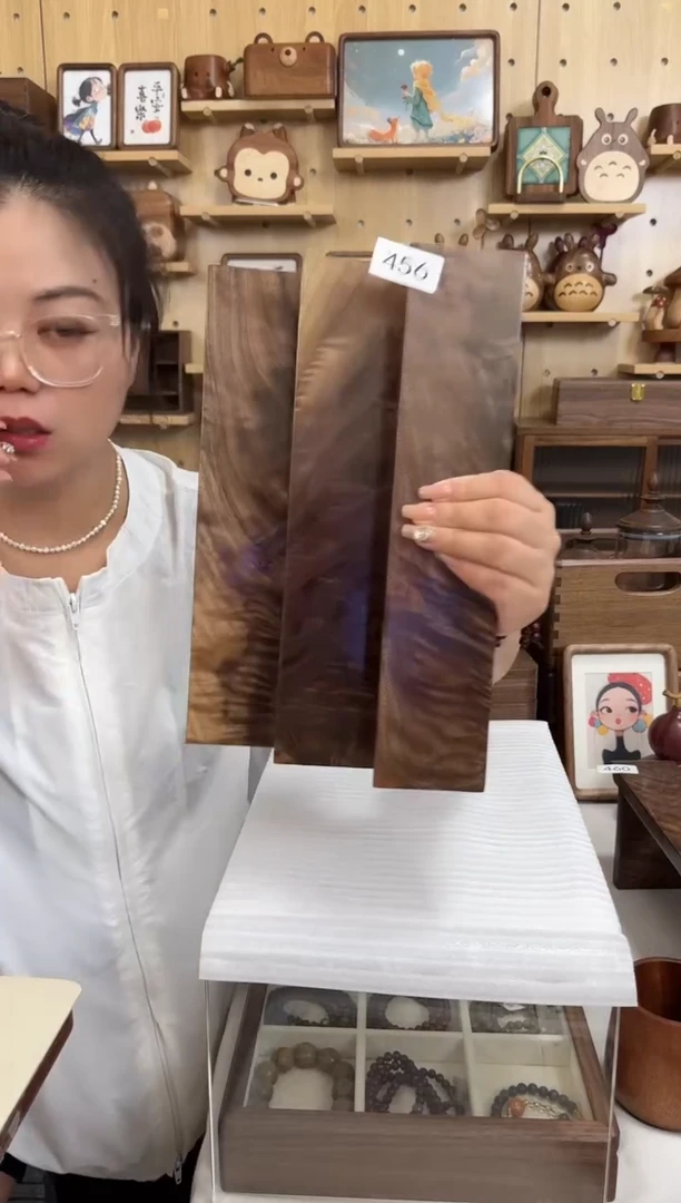 木456号北美黑胡桃老料三层架子