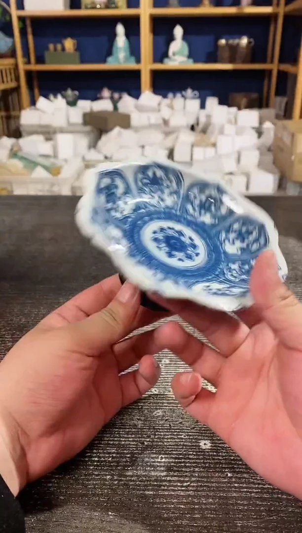 【闪购商品】其他青花花瓣大号高足餐盘
