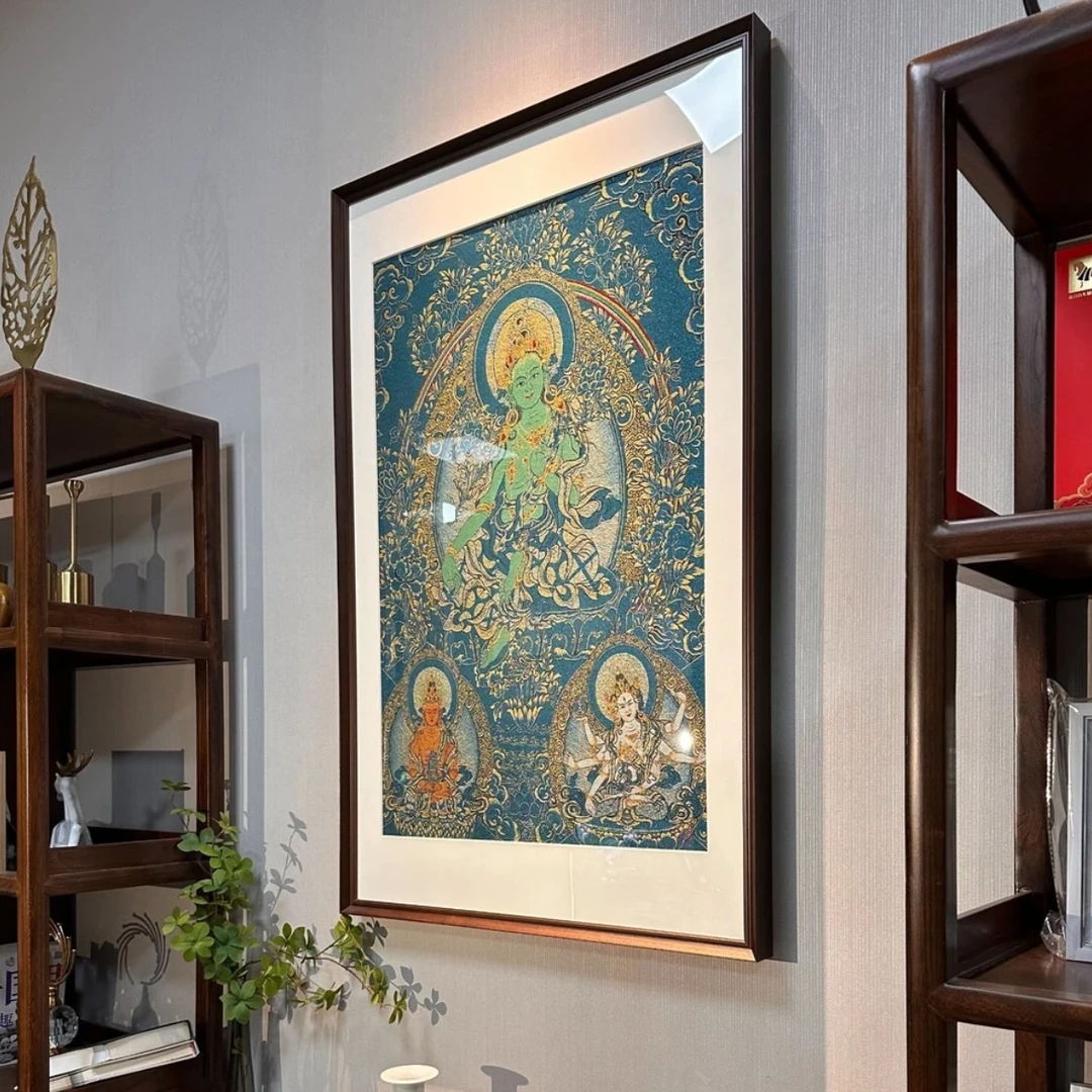 大漠.梵尘-刺绣材质【绿度母】挂画茶室挂画书房挂画刺绣画
