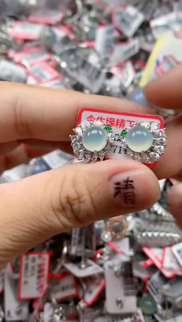 银S925镶嵌戒指翡翠天然A货缅甸翡翠