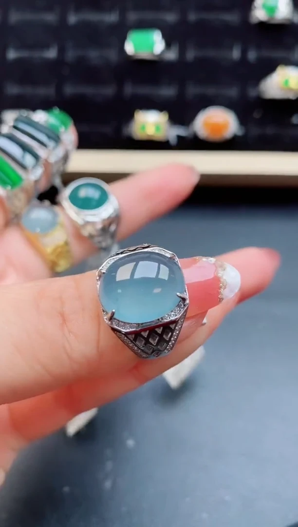 【闪购商品】翡翠戒指银S925镶嵌508080