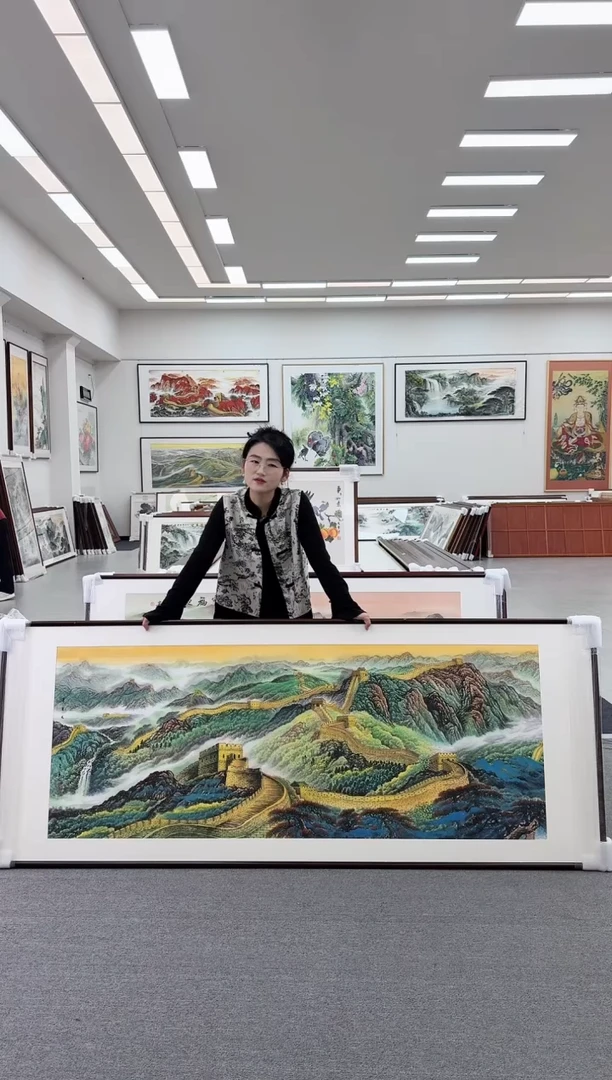 国画手绘    万里长城  219*88