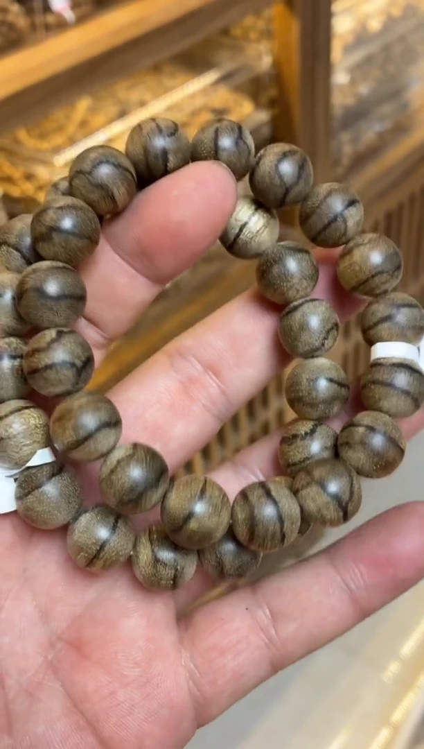 沉香手串 达拉干圆珠单圈虎皮纹1.3+多样性发其一