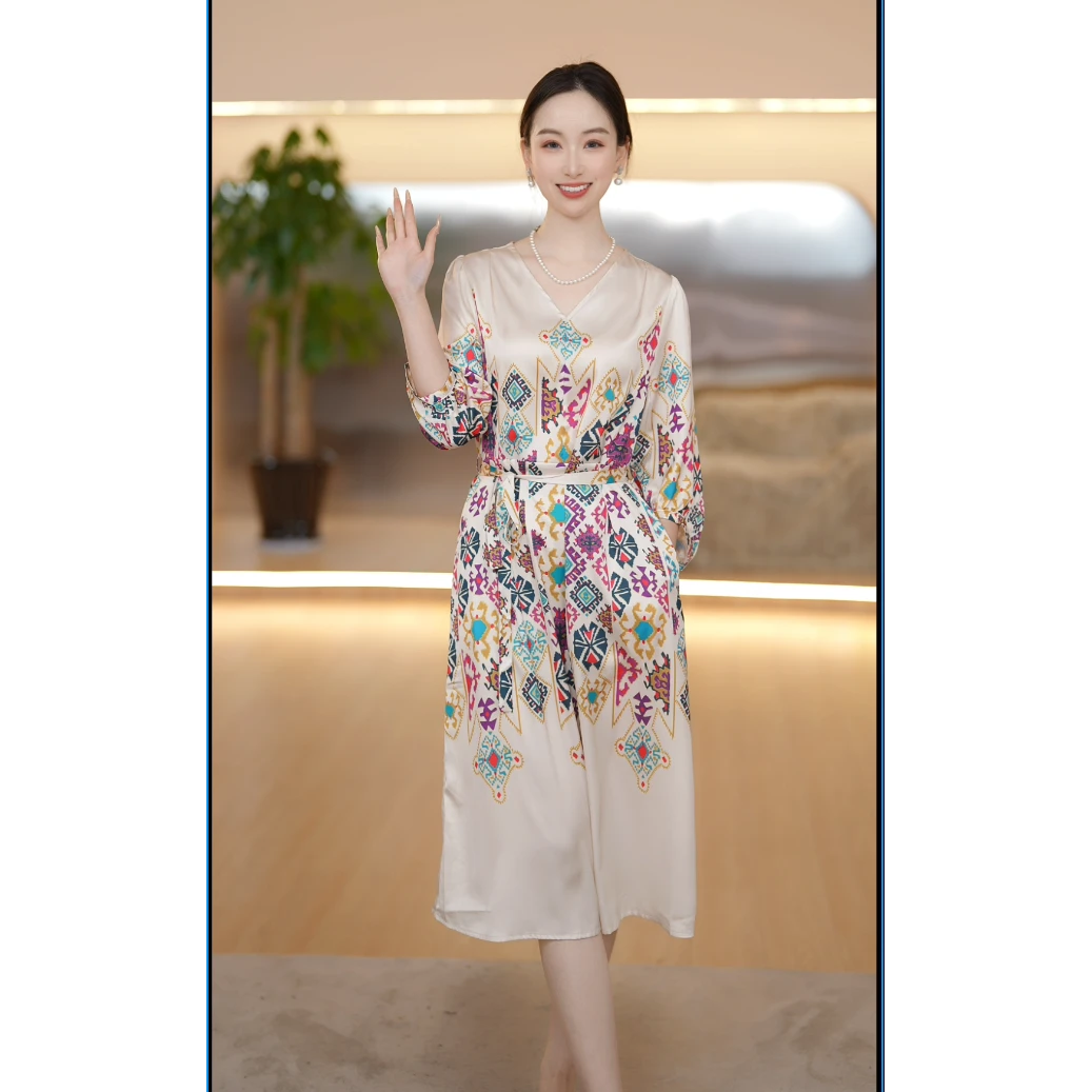 连衣裙2025年女士设计师款民族风显瘦连衣裙ZS9081