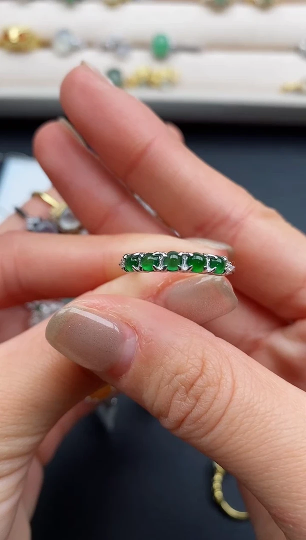 银S925镶嵌戒指翡翠4444444+10