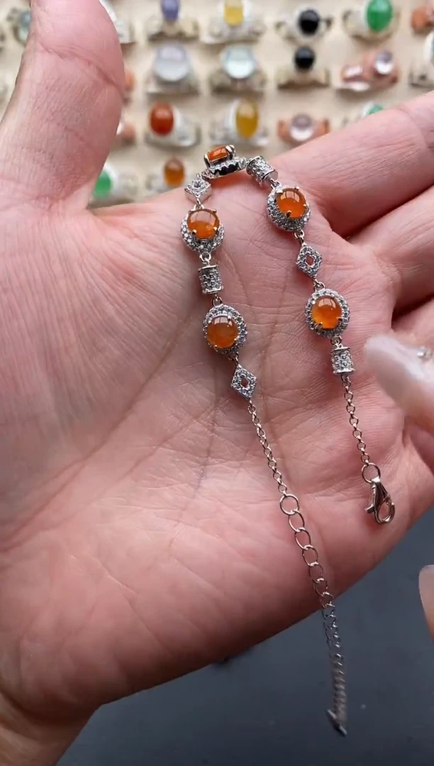 银S925镶嵌戒指翡翠缅甸天然A货翡翠222   3-8