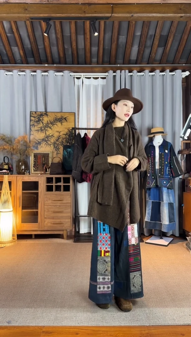 有***好设计师款古布绣片裤子