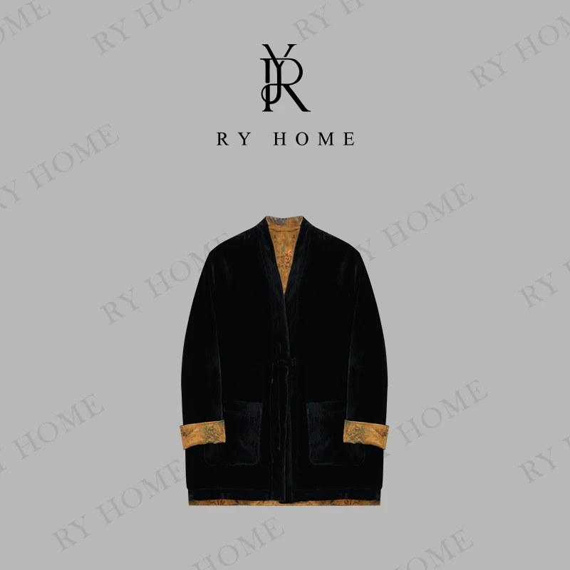 【容雨RYHOME】100桑蚕丝＋新中式双面双穿香云纱丝绒外套251W2164