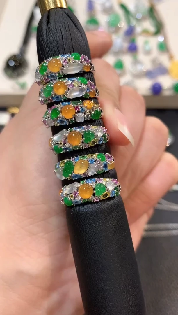 翡翠戒指18K金镶嵌b137多样性一件发货