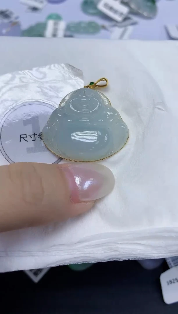 翡翠18K金镶嵌颈饰天然缅甸翡翠A货百元以上9元证书费自理