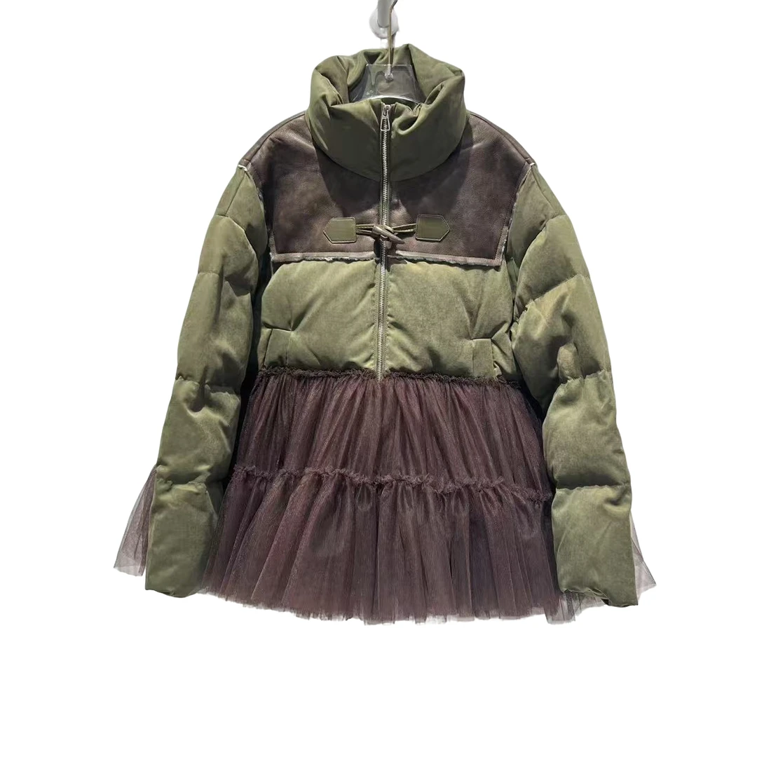 4062【珍珍优选】设计师新款拼接纱纱冬季长袖女装连衣裙