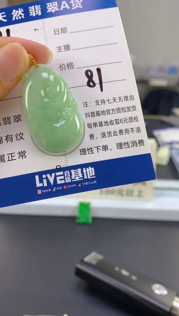 【闪购商品】翡翠颈饰18K金镶嵌天然A货翡翠