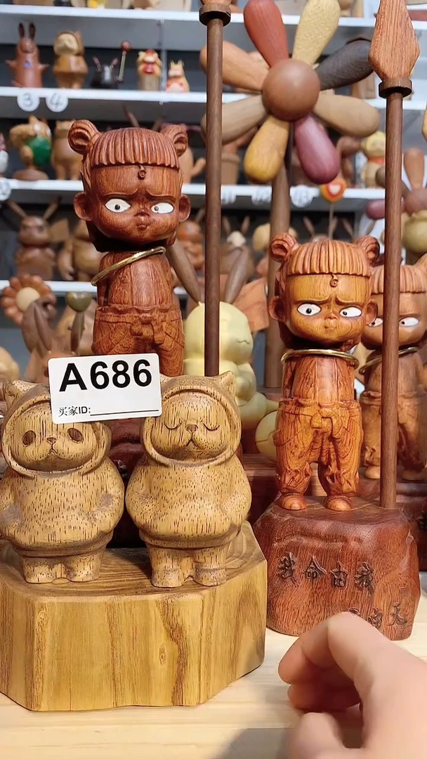【闪购商品】木木雕摆件可爱卡通