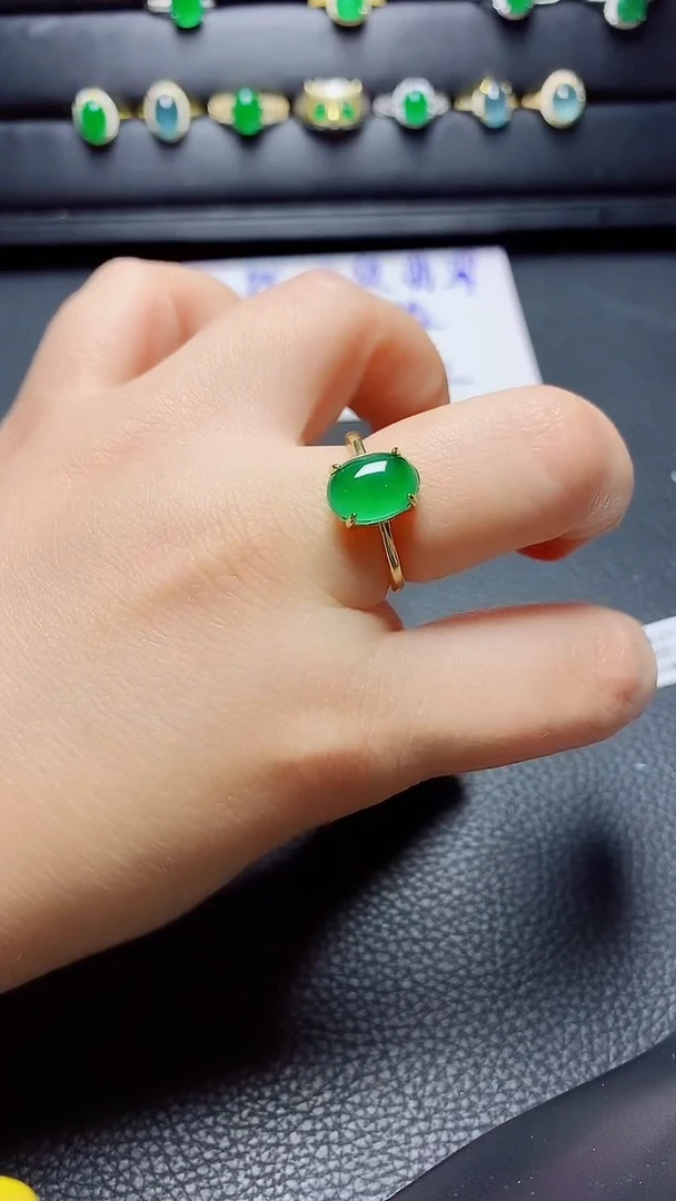 银S925镶嵌戒指翡翠天然翡翠A货s925银镶