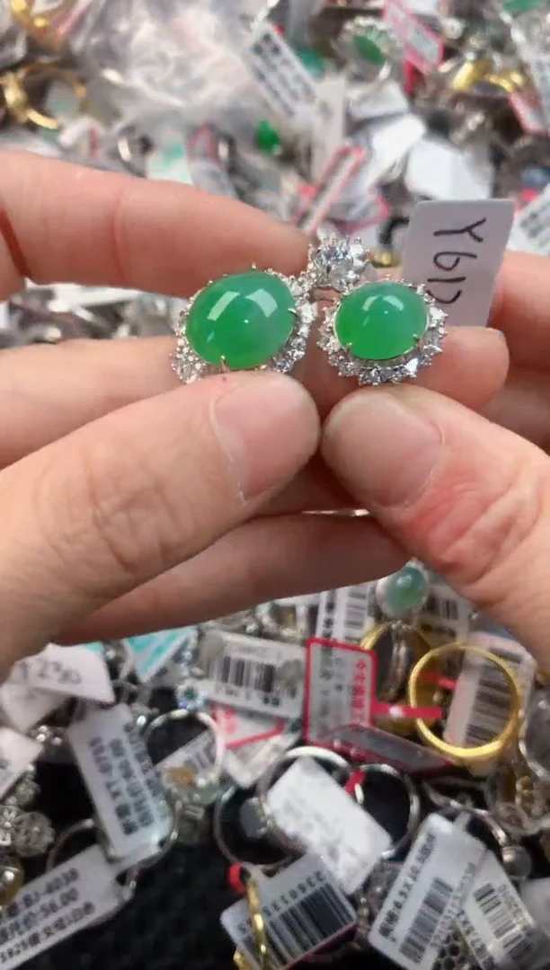 银S925镶嵌戒指翡翠444          7