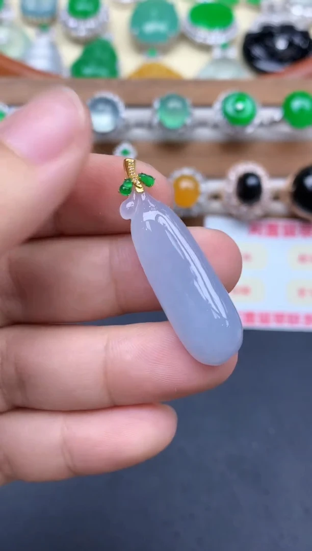 颈饰18K金镶嵌翡翠327-中国好珍宝