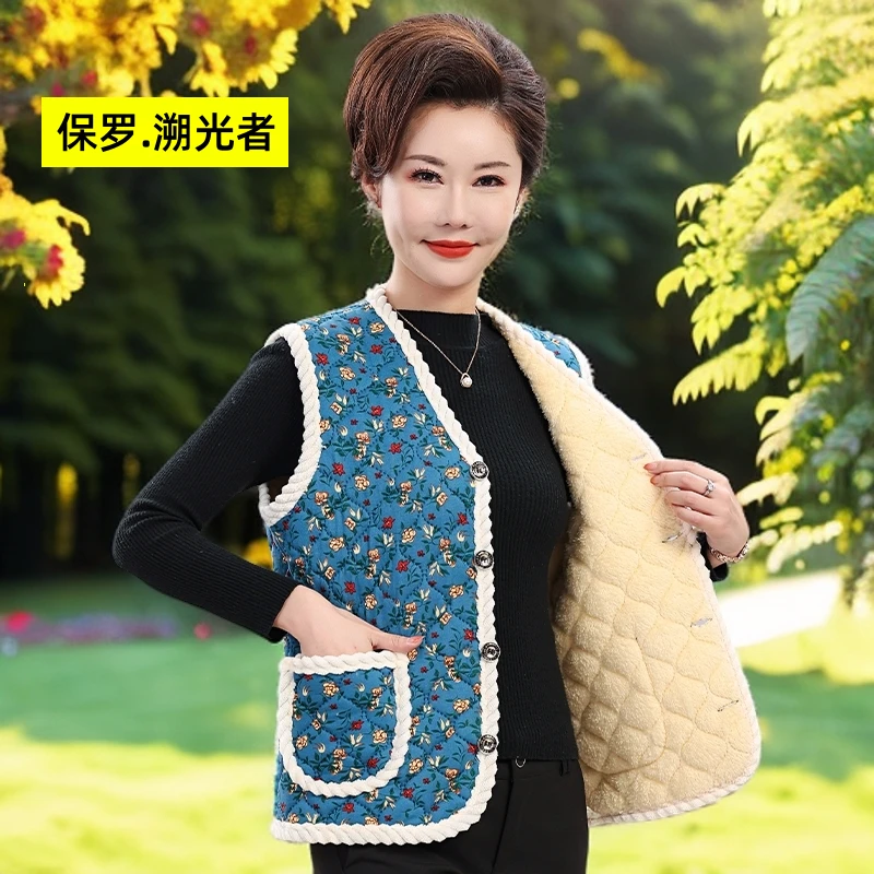 保暖民族风V领常规款单排扣马夹唐装外穿国风上衣马甲加绒加厚