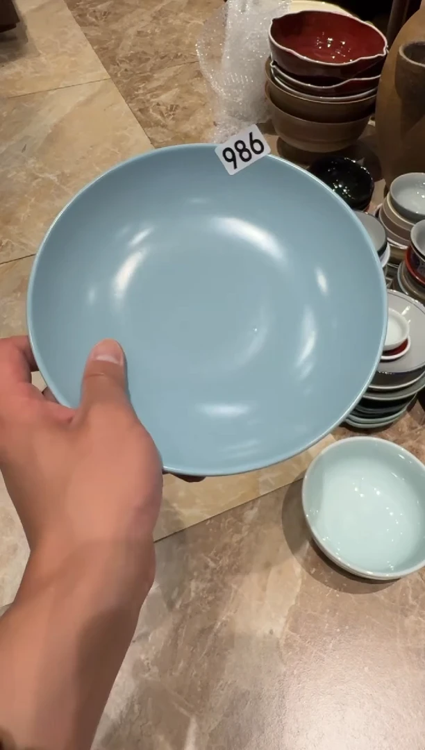 瓷片986   微瑕墨兰色盘1个