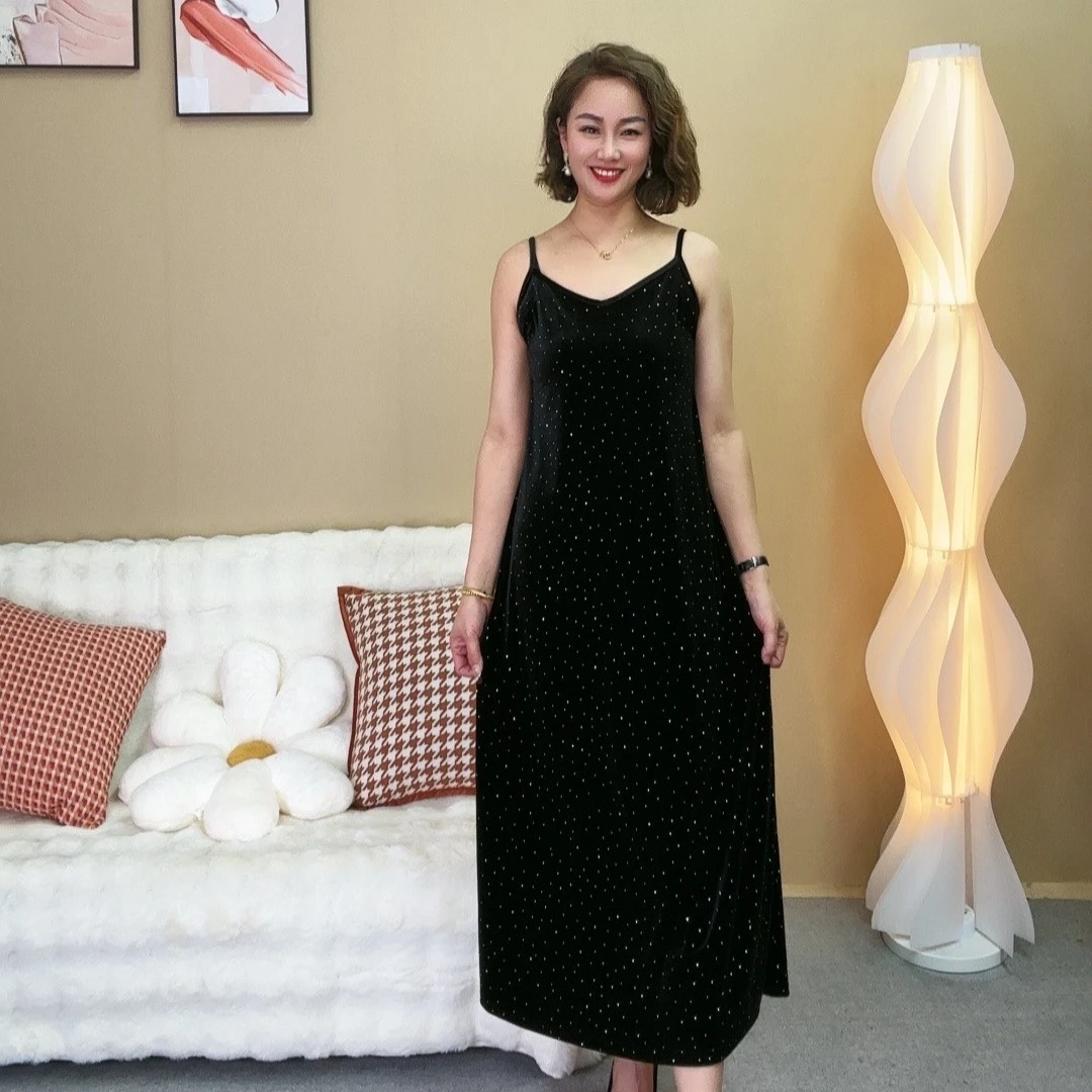 夏季新款气质显瘦时尚遮肚百搭修身吊带中长款女装连衣裙打底性感