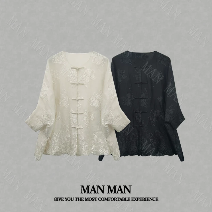 满满出品-『浅花刺绣苎麻新中式外套』25091气质时尚百搭轻奢国风