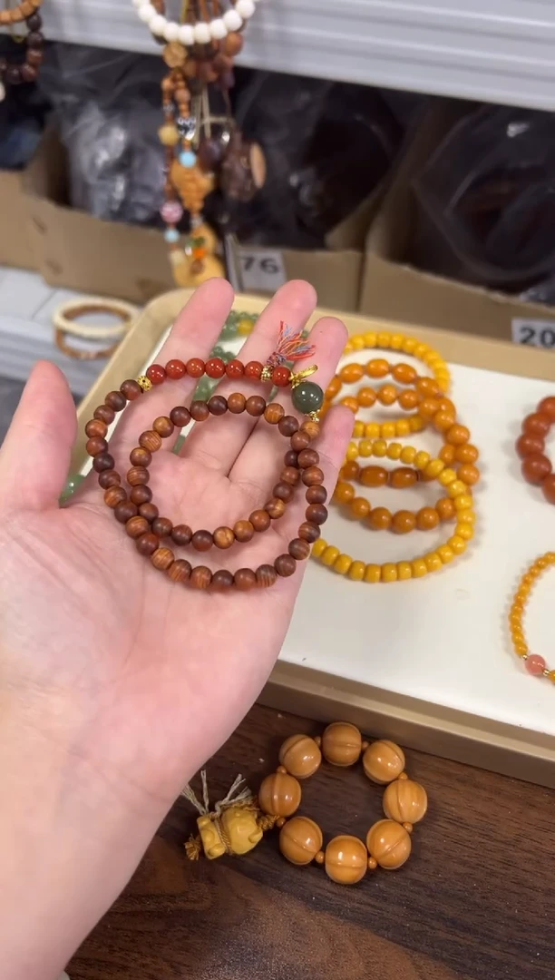 未镶嵌柏木（崖柏）手串老料崖柏柿子红和田款双圈[2918]