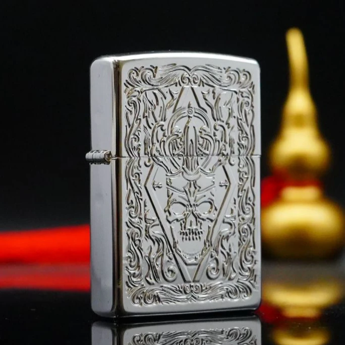 ZIPPO/之宝打火机XF防风 常规镀银骷髅 正品男士礼物DY9902US