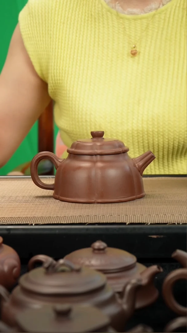茶壶紫砂不****?底槽清筋纹海棠200