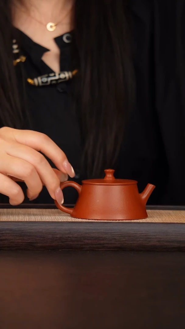 茶壶紫砂原矿朱泥 云柱壶