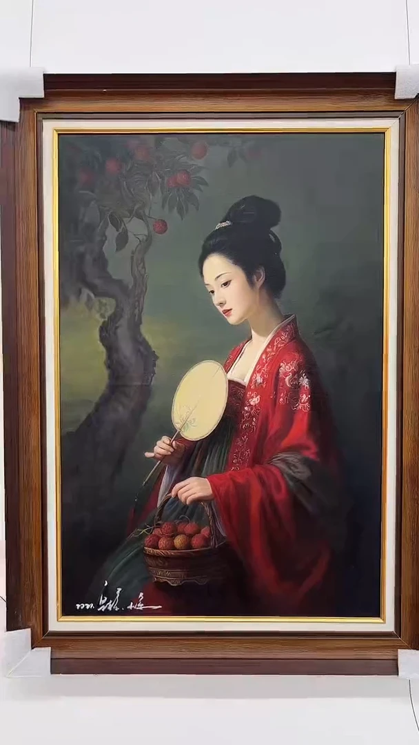 油画梁静-60x90-人物-带框