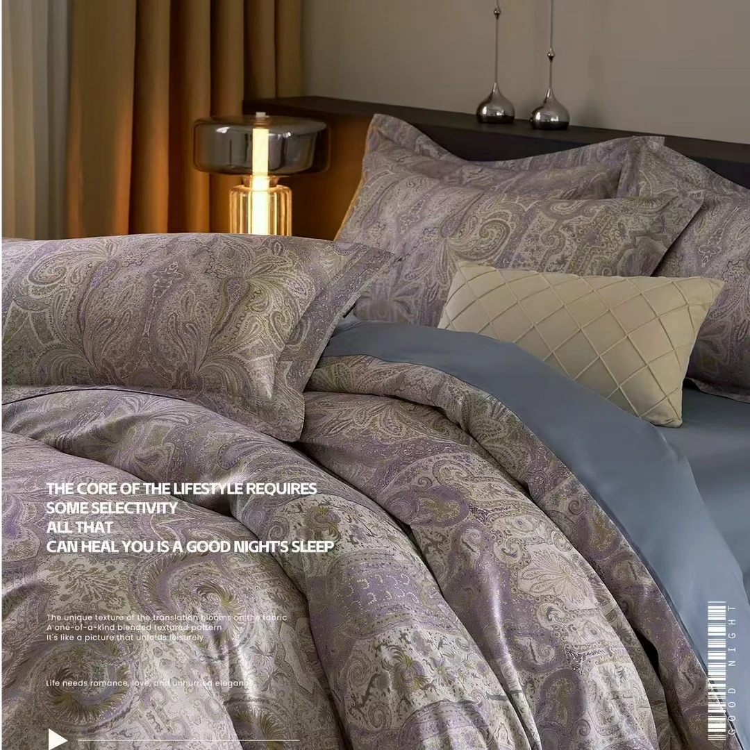 C7822 高端纯棉120s双股数码印花小拼角四件套 曼彻斯特200*230