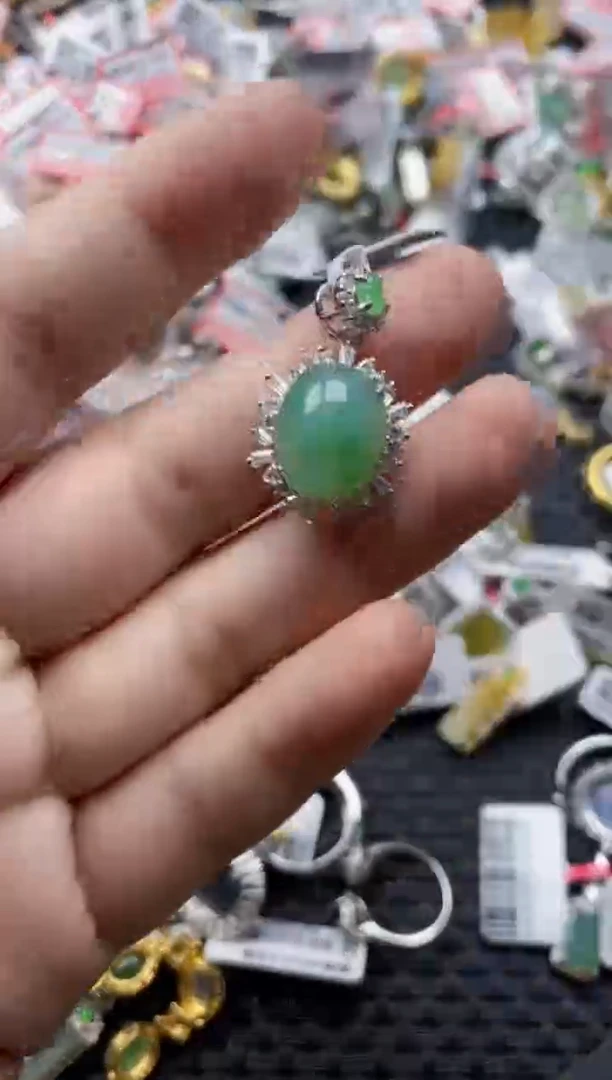 翡翠戒指银S925镶嵌6666666    8