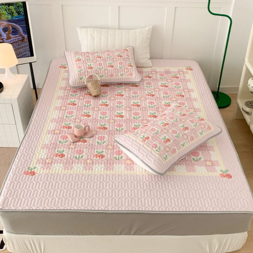 25新款小清新成人通用乳胶凉席三件套床笠床裙定制款1.5米床专用