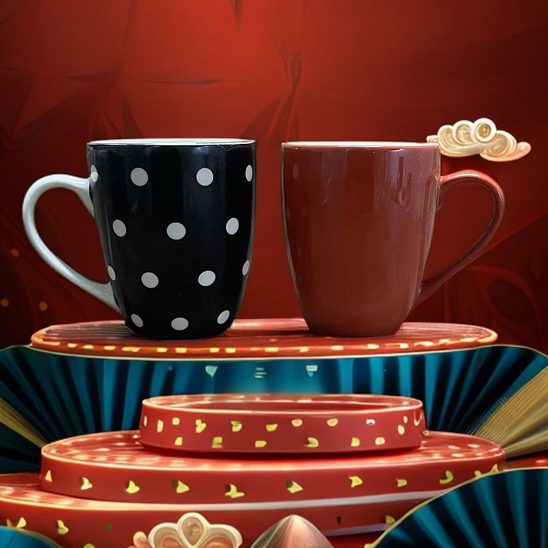 随机发4只）清仓处理 大容量早餐杯彩绘欧式家用可爱个性复古