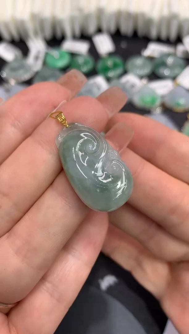 吊坠(不含链)18K金镶嵌翡翠111111111111