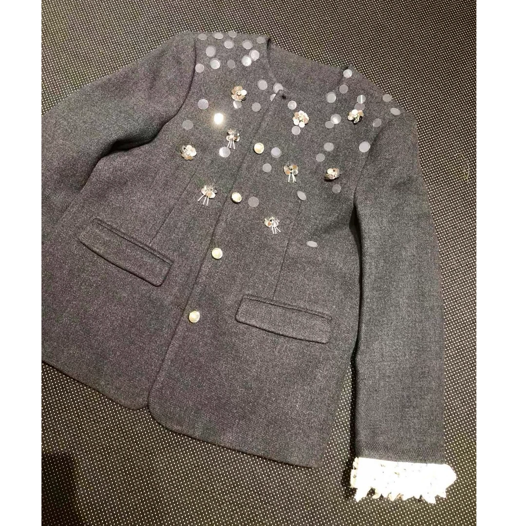 【NO退NO换 不回娘家】圆领钉珠袖口拼接西装外套 24103