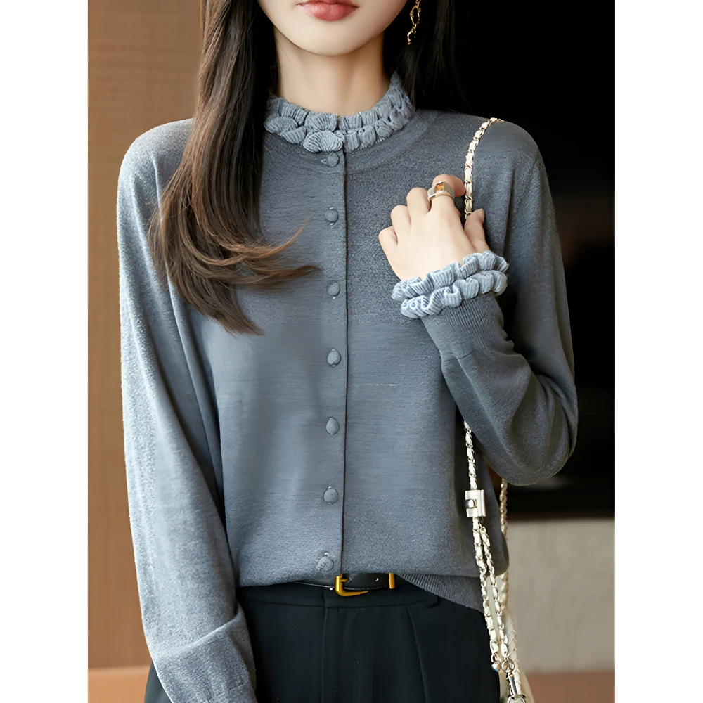 早秋时尚拼接针织开衫外套女2025新款秋冬外搭洋气大码女装上衣潮