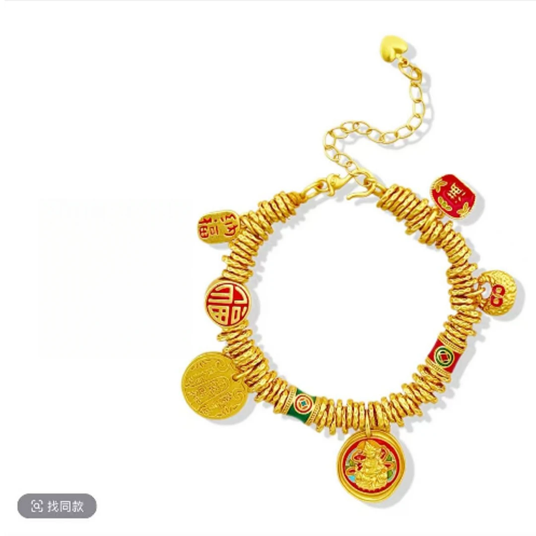 铜合金珐琅手链 韦雪同款黄财神盘缠手链 235